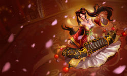 Rule 34 | alternate costume, brown hair, chinese text, jewelry, league of legends, smile, sona (league of legends)