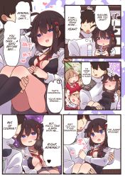 Rule 34 | 1boy, 4girls, = =, admiral (kancolle), ahoge, black ribbon, black socks, blue eyes, blush, braid, breasts, carrying, closed eyes, comic, cup, drooling, drunk, faceless, faceless male, green hair, hair flaps, hair ornament, hair ribbon, half-closed eyes, hard-translated, heart, highres, indoors, jewelry, kantai collection, long hair, long sleeves, lying, medium breasts, military, military uniform, multiple girls, murasame (kancolle), naval uniform, necklace, necktie, open clothes, open mouth, parted bangs, princess carry, red ribbon, ribbon, sakazuki, saliva, scarf, shigure (kancolle), short hair, single braid, sleeping, socks, speech bubble, suzuki toto, tatami, third-party edit, translated, uniform, white scarf, yamakaze (kancolle), yuudachi (kancolle)