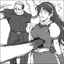 Rule 34 | 1boy, 1girl, aliasing, artist request, asamiya athena, greyscale, lowres, monochrome, punching, snk, source request, the king of fighters, yamazaki ryuuji