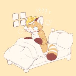 Rule 34 | 1girl, brown eyes, open mouth, red panda, scared, toilet, waking up