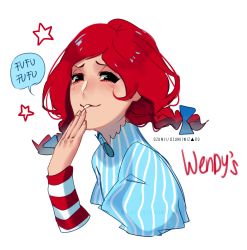 Rule 34 | 1girl, animification, braid, freckles, highres, ozumii, red hair, smug, solo, striped, twin braids, twintails, wendy&#039;s, wendy (wendy&#039;s)