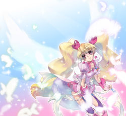 Rule 34 | 00s, 1girl, angel wings, blonde hair, cure angel, cure peach, cure peach (angel), feathers, fresh precure!, hair ornament, heart, heart hair ornament, long hair, magical girl, momozono love, precure, solo, twintails, u to i, very long hair, wings