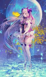 Rule 34 | 1girl, artemis (destiny child), blonde hair, blue eyes, breasts, destiny child, detached sleeves, fish, full body, full moon, hyulla, large breasts, long hair, moon, official art, panties, solo, sunlight, thick thighs, thighhighs, thighs, underwear, very long hair, white panties, white thighhighs, wide hips