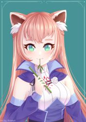 Rule 34 | 1girl, absurdres, animal ear fluff, animal ears, bamboo, bare arms, birthmark, breasts, chest tattoo, closed mouth, crest, green eyes, groin, hair between eyes, highres, indie virtual youtuber, long hair, maeluriart, mole, mole on breast, red panda ears, red panda girl, tattoo, virtual youtuber, yuria of ailurus
