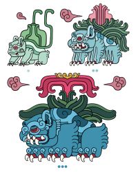Rule 34 | bulbasaur, creatures (company), flower, game freak, gen 1 pokemon, glyph, highres, ivysaur, monarobot, monster, mural, nintendo, no humans, pokemon, pokemon (creature), red eyes, venusaur