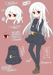 Rule 34 | 10s, 1girl, crescent, crescent pin, female focus, how to, kantai collection, kikuzuki (kancolle), long hair, looking at viewer, nagasioo, pantyhose, red eyes, simple background, solo, text focus, translation request, white hair