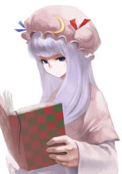 Rule 34 | 1girl, bad id, bad pixiv id, book, crescent hat ornament, female focus, hat, hat ornament, highres, ibn, long hair, patchouli knowledge, photoshop (medium), purple hair, ribbon, sbn (pixiv), solo, touhou