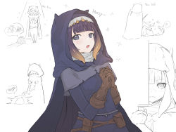 Rule 34 | 1girl, belt, blunt bangs, cape, confessor (elden ring), elden ring, gloves, hololive, hololive english, hood, kicking, leather, leather gloves, long hair, looking at viewer, multicolored hair, ninomae ina&#039;nis, orange hair, purple hair, takodachi (ninomae ina&#039;nis), tallgeese (lgeesel), tarnished (elden ring), virtual youtuber