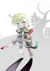 Rule 34 | 1boy, armored boots, belt, blonde hair, blood, bloody weapon, boots, brown footwear, brown pants, brown shirt, capelet, closed mouth, commentary request, doppelganger (ragnarok online), earrings, full body, gauntlets, ghost, ghostring, green eyes, holding, holding sword, holding weapon, jewelry, looking at viewer, male focus, pants, ragnarok online, shadow, shirt, short hair, smile, solo, sword, swordsman (ragnarok online), tennohi, tree, weapon, white background, white capelet
