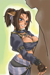 Rule 34 | 00s, 1girl, animal ears, bard, bard (final fantasy), blue eyes, breasts, brown hair, cat ears, censored, final fantasy, final fantasy xi, gloves, large breasts, mithra (ff11), mosaic censoring, paizuri, paizuri under clothes, penis, reference work, tomotsuka haruomi
