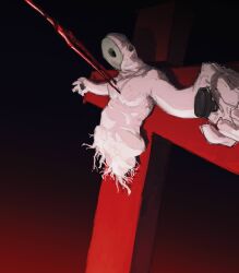 Rule 34 | bident, cross, crucifixion, from side, highres, lance of longinus (evangelion), latin cross, lilith (evangelion), luqosan, neon genesis evangelion, no humans, polearm, solo