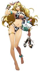 Rule 34 | 1girl, absurdres, bikini, blonde hair, blue eyes, breasts, cleavage, cleavage cutout, clothing cutout, fingernails, full body, hair between eyes, hair intakes, highres, imelda (langrisser), langrisser, large breasts, long hair, looking at viewer, multi-strapped bikini, nail polish, scrunchie, sharp fingernails, smile, solo, standing, swimsuit, transparent background, very long hair, wrist scrunchie