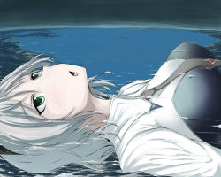 Rule 34 | 1girl, absurdres, animal ears, breasts, cat ears, cat tail, city, cloud, giant, giantess, green eyes, grey hair, highres, huge giantess, large breasts, lying, military, military uniform, necktie, night, night sky, ocean, open mouth, sanya v. litvyak, sky, solo, strike witches, tail, terada ochiko, uniform, world witches series