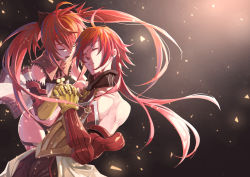 Rule 34 | 1boy, 1girl, detached sleeves, earrings, closed eyes, fate/grand order, fate (series), gauntlets, husband and wife, jewelry, jh, long hair, open mouth, parted lips, rama (fate), red hair, sita (fate), twintails
