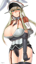 Rule 34 | &gt;:), 10s, 1girl, adapted costume, areola slip, black gloves, black panties, black thighhighs, blonde hair, blush, breasts, capelet, cleavage, closed mouth, cowboy shot, cross, detached collar, elbow gloves, garter straps, gloves, graf zeppelin (kancolle), green eyes, hair between eyes, hat, headgear, highleg, highleg panties, iron cross, kantai collection, large breasts, long hair, looking at viewer, microskirt, military, military hat, military uniform, necktie, nipples, no bra, nose blush, panties, peaked cap, saizu nitou gunsou, short necktie, sidelocks, skirt, smile, solo, sweat, thighhighs, twintails, twitter username, underwear, uniform, v-shaped eyebrows, white hat