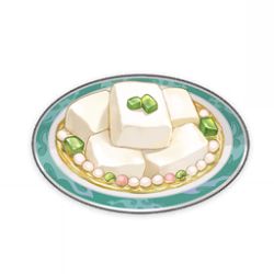 Rule 34 | &quot;sweet dream&quot; (genshin impact), almond tofu (genshin impact), artist request, commentary, english commentary, food, food focus, game cg, genshin impact, lowres, no humans, official art, plate, simple background, still life, third-party source, tofu, transparent background