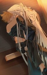 Rule 34 | 2boys, acutecrane, black jacket, black shirt, blonde hair, cloud strife, evil grin, evil smile, final fantasy, final fantasy vii, gloves, grey hair, grin, hand in another&#039;s hair, hand on another&#039;s waist, highres, jacket, long hair, multiple boys, open mouth, saliva, sephiroth, shirt, smile, spiked hair, tongue, tongue out, undressing another, yaoi