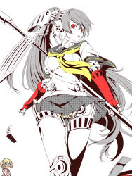Rule 34 | aegis (persona), android, aqua hair, atlus, blonde hair, blue eyes, blue hair, blush, headphones, joints, kukuri (ahagon), labrys (persona), long hair, megami tensei, multiple girls, persona, persona 3, persona 4, persona 4: the ultimate in mayonaka arena, pleated skirt, ponytail, red eyes, robot joints, school uniform, shin megami tensei, short hair, skirt, weapon