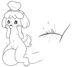 Rule 34 | 1girl, afterimage, animal crossing, animal ears, animal hands, barefoot, bell, blush, closed mouth, cunnilingus, dog ears, dog girl, dog tail, faceless, faceless male, furry, greyscale, hair bell, hair ornament, hair tie, hetero, interspecies, isabelle (animal crossing), jingle bell, kneeling, looking at another, looking down, lying, monochrome, multiple views, navel, nervous, nintendo, nose blush, nude, on back, oral, pussy, pussy juice, rawrunes, short hair, simple background, sitting, sitting on face, sitting on person, sketch, solo focus, tail, tail wagging, tears, topknot, trembling, uncensored, wavy mouth, white background