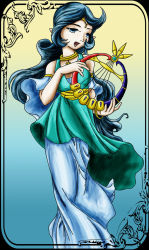 Rule 34 | blue eyes, blue hair, dress, harp, instrument, jewelry, long hair, nayru, nintendo, open mouth, pointy ears, the legend of zelda, the legend of zelda: oracle of ages, tiara