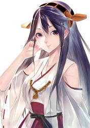 Rule 34 | 10s, 1girl, black hair, brown eyes, detached sleeves, hair ornament, hairband, hairclip, haruna (kancolle), highres, japanese clothes, jun project, kantai collection, long hair, nontraditional miko, smile, solo