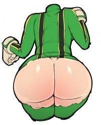 Rule 34 | 1girl, ass, asui tsuyu, blackwhiplash, bodysuit, boku no hero academia, curvy, from behind, highres, huge ass, simple background, solo, thick thighs, thighs, third-party edit, torn clothes, wide hips