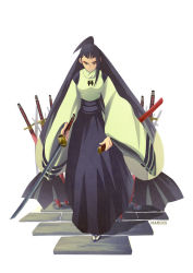 Rule 34 | field of blades, japanese clothes, katanagatari, long hair, miko, sword, tsuruga meisai, twintails, very long hair, weapon