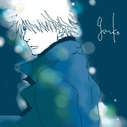 Rule 34 | 1boy, ginko, hair over one eye, lowres, male focus, mushishi, oekaki, solo