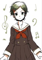 Rule 34 | 1girl, character request, haida katsuretsu, highres, musical note, original, school uniform, solo, tagme, white background
