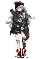 Rule 34 | 1girl, ammunition pouch, assault rifle, bags under eyes, black pants, blue hair, blush stickers, brown eyes, full body, g11 (girls&#039; frontline), girls&#039; frontline, gun, hat, head tilt, holding, holding gun, holding weapon, holster, infukun, jacket, knee pads, long hair, looking at viewer, off shoulder, official art, open clothes, open jacket, pants, parted lips, personification, pouch, rifle, scarf, shirt, shorts, sleepy, solo, standing, strap, thigh holster, transparent background, very long hair, weapon, white shirt, zagala, zhouran
