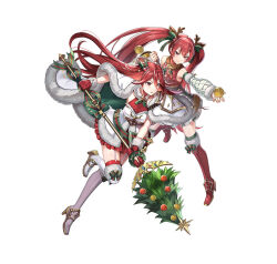 Rule 34 | 2girls, antlers, apple, armor, basket, boots, breastplate, breasts, christmas tree, christmas wreath, cordelia (fire emblem), cordelia (winter) (fire emblem), detached sleeves, fake antlers, fire emblem, fire emblem awakening, fire emblem fates, fire emblem heroes, food, frilled skirt, frills, fruit, garter straps, green ribbon, hair ornament, holding, holding basket, holding food, holding fruit, holding polearm, holding weapon, horns, long hair, mistletoe hair ornament, mother and daughter, multiple girls, nintendo, official alternate costume, official art, polearm, red eyes, red hair, reindeer antlers, ribbon, selena (fire emblem fates), shoulder armor, skirt, small breasts, thigh boots, thighhighs, thighs, twintails, v-shaped eyebrows, very long hair, weapon, wreath