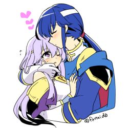 Rule 34 | 1boy, 1girl, blue cape, blue hair, brother and sister, cape, circlet, fire emblem, fire emblem: genealogy of the holy war, hand on another&#039;s chest, headband, heart, hug, implied incest, incest, jewelry, julia (fire emblem), nintendo, one eye closed, ponytail, purple cape, purple eyes, purple hair, seliph (fire emblem), siblings, simple background, white headband, yukia (firstaid0)