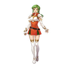 Rule 34 | 1girl, armor, boots, braid, braided ponytail, breastplate, breasts, dress, female focus, fingerless gloves, fire emblem, fire emblem: the sacred stones, fire emblem heroes, full body, gloves, green eyes, green hair, high heel boots, high heels, long hair, looking at viewer, low ponytail, matching hair/eyes, nintendo, official art, open mouth, orange dress, shorts, shorts under skirt, small breasts, smile, solo, standing, thigh boots, thigh shorts, upper body, uroko (mnr), vanessa (fire emblem), white background, white footwear, white gloves