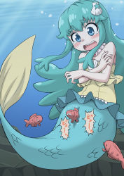 Rule 34 | 10s, 1girl, bare shoulders, bestiality, blue eyes, blue hair, blue tail, blush, clothed sex, creature inside, crossed arms, cum, cum in pussy, d:, fish, gachon jirou, happinesscharge precure!, interspecies, jewelry, light rays, long hair, matching hair/eyes, mermaid, monster girl, necklace, object insertion, open mouth, orgasm, pearl necklace, precure, pussy, scales, sex, shell, shirayuki hime, sidelocks, solo, strapless, tears, text focus, tube top, unbirthing, underwater, vaginal, vaginal object insertion