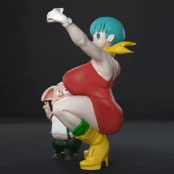 Rule 34 | 1boy, 1girl, 3d, animated, animated gif, ass, bandana, blue eyes, blue hair, breasts, bulma, curvy, dark background, dragon ball, dragon ball super, dragonball z, earrings, generalbuta, high heels, huge breasts, jewelry, large areolae, lingerie, multiple views, nipples, oolong, plump, selfie, selfie pose, smile, squatting, thick thighs, thighs, thong, topless, turnaround, underwear, watch