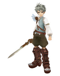 Rule 34 | 1boy, 3d, allegretto, highres, male focus, silver hair, solo, sword, trusty bell, weapon, white background