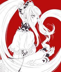 Rule 34 | 10s, 1girl, breasts, crown, dress, fire, jewelry, lailah (tales), monochrome, ponytail, tales of (series), tales of zestiria, very long hair