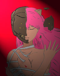 Rule 34 | 00s, 1girl, bandages, elfen lied, lucy (elfen lied), mask, pink hair, solo