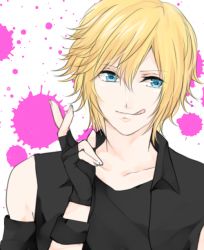 Rule 34 | 10s, 1boy, blonde hair, blue eyes, final fantasy, final fantasy xv, fingerless gloves, gloves, kisaki (kisaki2210), licking lips, male focus, prompto argentum, solo, tongue, tongue out