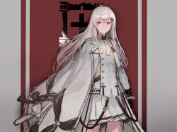 Rule 34 | 1girl, black gloves, buttons, closed mouth, collared jacket, girls&#039; frontline, gloves, hair ornament, hairclip, highres, iws 2000 (girls&#039; frontline), jacket, long hair, long sleeves, rampart1028, red eyes, shirt, skirt, solo, white hair, white jacket, white shirt, white skirt, white uniform