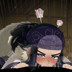 Rule 34 | 1boy, 1girl, absurdres, ainu, ainu clothes, asirpa, bandana, bar censor, black hair, blue bandana, blue eyes, blurry, blurry background, cape, censored, commentary, deepthroat, earrings, english commentary, erection, fellatio, fur cape, golden kamuy, heart, heart-shaped pupils, hetero, highres, hoop earrings, indoors, jewelry, large penis, long hair, looking at viewer, mixed-language commentary, mizumizuni, motion lines, open mouth, oral, penis, precum, ringed eyes, saliva, speech bubble, steaming body, sweat, symbol-shaped pupils, variant set, veins, veiny penis, white cape