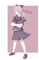 Rule 34 | bow, crossed arms, hair bow, highres, original, school uniform, solo, urashima kyousuke