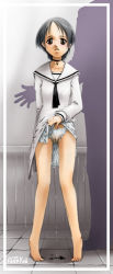 Rule 34 | 1girl, barefoot, kyoutarou, original, panties, pee, peeing, solo focus, suzuki kyoutarou, underwear