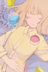Rule 34 | 1girl, closed eyes, frilled pillow, frills, gashapon, lying, nanakawa (nanasoon), on back, original, pajamas, parted lips, pillow, sleeping, solo