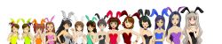 Rule 34 | 3d, 6+girls, absurdres, akizuki ritsuko, amami haruka, animal ears, awakened miki, blush, collaboration, everyone, fake animal ears, female focus, futami ami, futami mami, ganaha hibiki, hagiwara yukiho, hair ornament, hand on own hip, highres, hip focus, hoshii miki, idolmaster, idolmaster (classic), kikuchi makoto, kisaragi chihaya, leotard, long image, minase iori, miura azusa, multiple girls, one eye closed, otonashi kotori, pantyhose, playboy bunny, rabbit ears, ribbon, shijou takane, siblings, sisters, smile, standing, takatsuki yayoi, terra tiger, third-party edit, transparent background, twins, upper body, wide image, wink, yugami