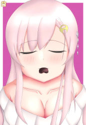 Rule 34 | 1girl, airani iofifteen, blush, breasts, candy, chocolate, chocolate heart, cleavage, closed eyes, collarbone, facing viewer, food, food in mouth, hair ornament, heart, highres, hololive, hololive indonesia, incoming kiss, large breasts, long hair, off-shoulder sweater, off shoulder, pink hair, pov, roti anget, solo, sweater, valentine, virtual youtuber