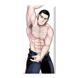 Rule 34 | 1boy, abs, arm hair, armpit hair, armpits, bara, black eyes, black hair, blue pants, buttons, buzz cut, chest hair, dakimakura (medium), facial hair, facial scar, feet out of frame, golden kamuy, hairy, loincloth, looking at viewer, male focus, male underwear, male underwear peek, mature male, muscular, muscular male, navel, noda satoru, official art, open fly, open pants, pants, pectorals, presenting armpit, scar, scar on cheek, scar on face, short hair, sideburns, smile, solo, stomach, stubble, tanigaki genjirou, thick eyebrows, thick thighs, thighs, third-party source, topless male, underwear, very short hair, white male underwear