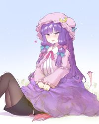 Rule 34 | 13o, 2girls, fart, fart, farting in face, forced, heart, highres, koakuma, long hair, multiple girls, patchouli knowledge, purple hair, red hair, simple background, sitting, sitting on face, sitting on person, smell, tongue, tongue out, touhou