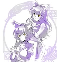 Rule 34 | 2girls, bags under eyes, black hair, blake belladonna, bow, commentary request, hair bow, iesupa, kali belladonna, mother and daughter, multiple girls, rwby, yellow eyes