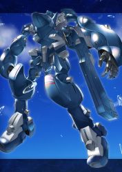 Rule 34 | bubble, floating, from below, gamiani zero, highres, looking up, mecha, mecha request, no humans, open hands, robot, science fiction, sky, solo, soukyuu no fafner